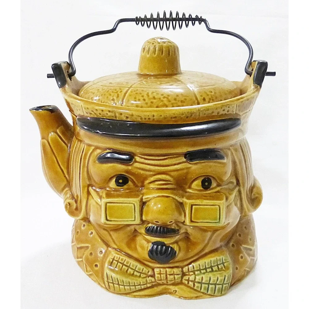 Vintage tea pot pitcher japan ben franklin face kitchen ware decor farmhouse